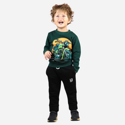 Bike Sweatshirt and Black Fleece Trouser Set